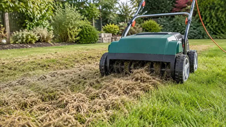 Scarificateur électrique retirant le feutre d’une pelouse