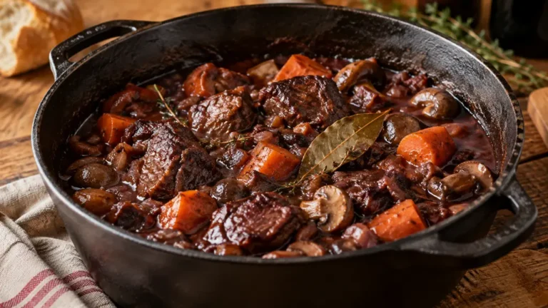 Civet de sanglier en sauce sombre dans une cocotte
